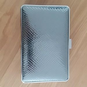 Michael Kors silver box clutch with strap